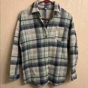Plaid Button Down Shirt - Green and Blue